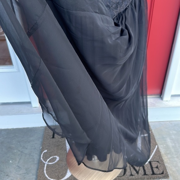 Vintage Lace Chiffon Black Strapless Dress Sz7-8 - Picture 9 of 13